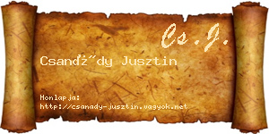 Csanády Jusztin névjegykártya